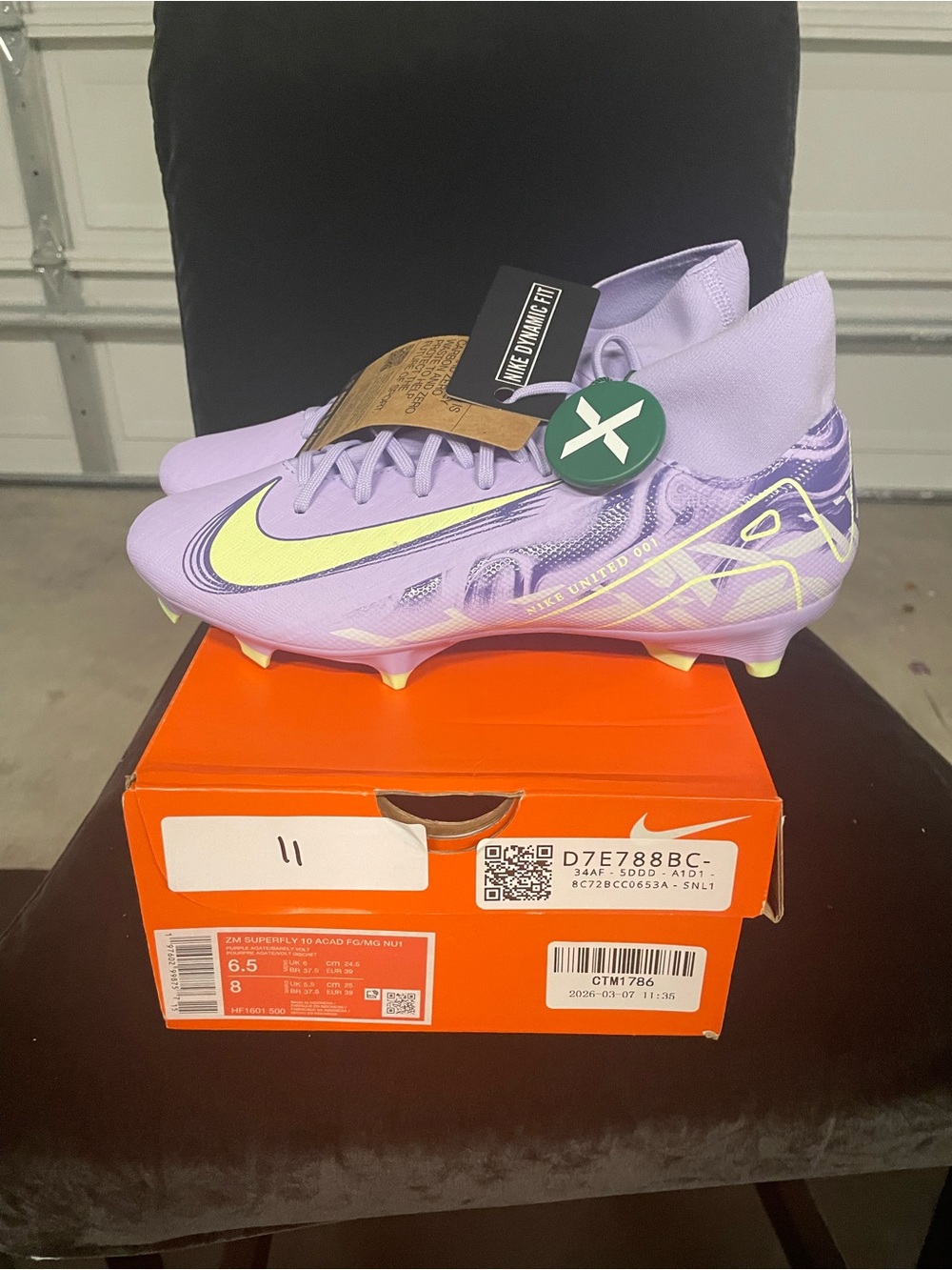 Nike Superfly 10 Academy FG/MG Soccer Cleats with Neon Yellow Swoosh size 6m